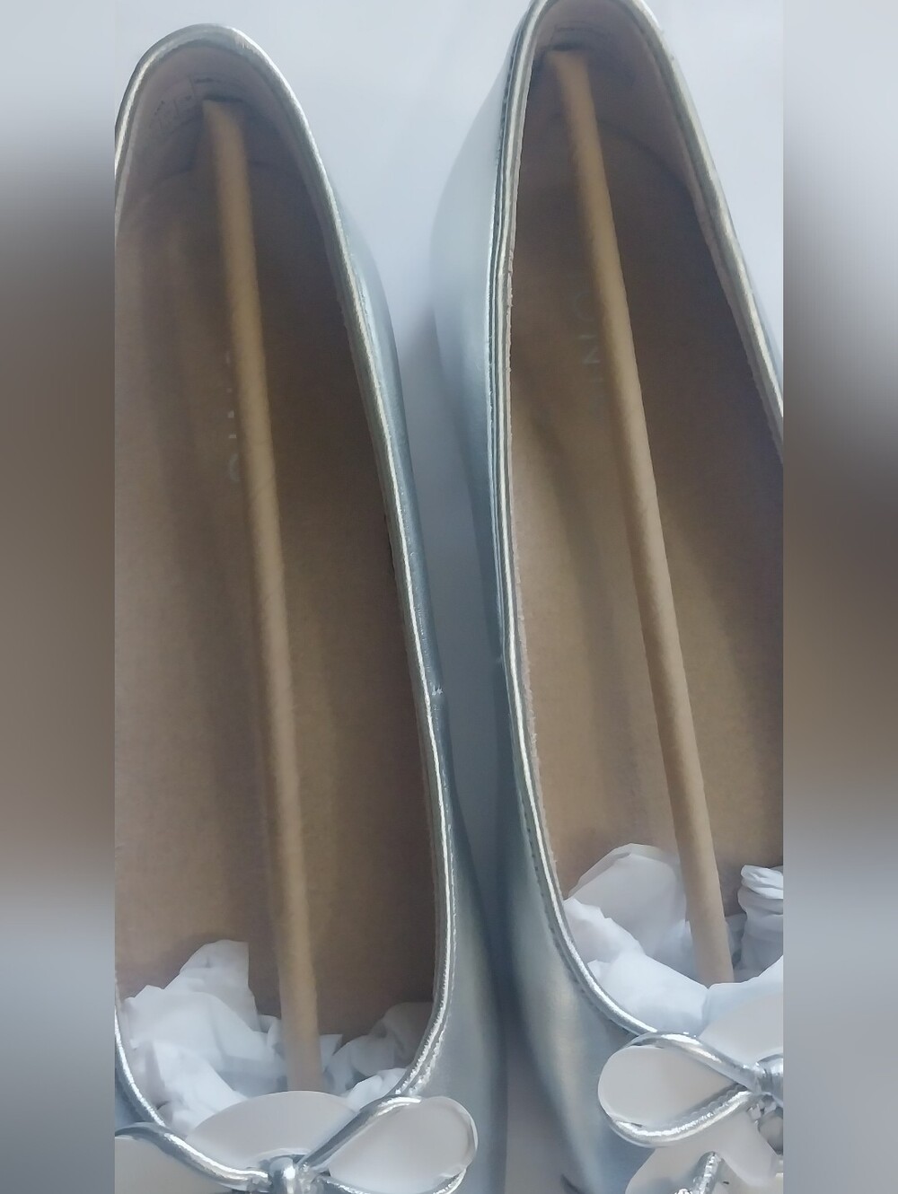 Vionic Silver Metallic Ballet Flats with Decorative Bow - Picture 3 of 6
